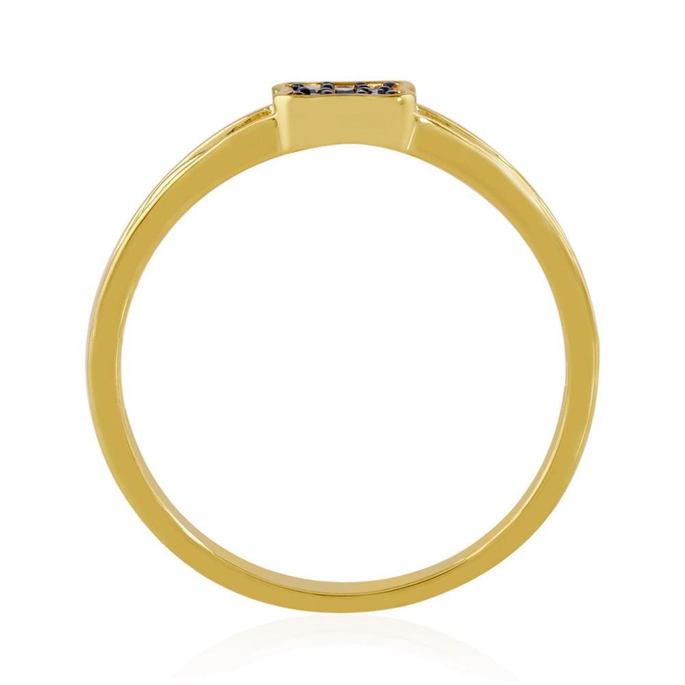 Arannyal Bevont Ezüst Gyűrű Kék Gyémánttal