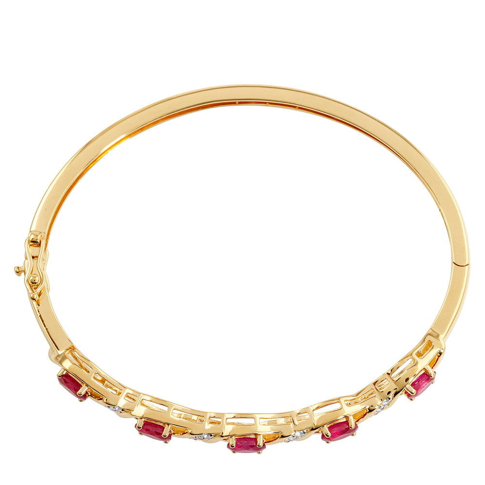 Arannyal Bevont Ezüst Karperec Thai Rubinnal és Fehér Topázzal 2 