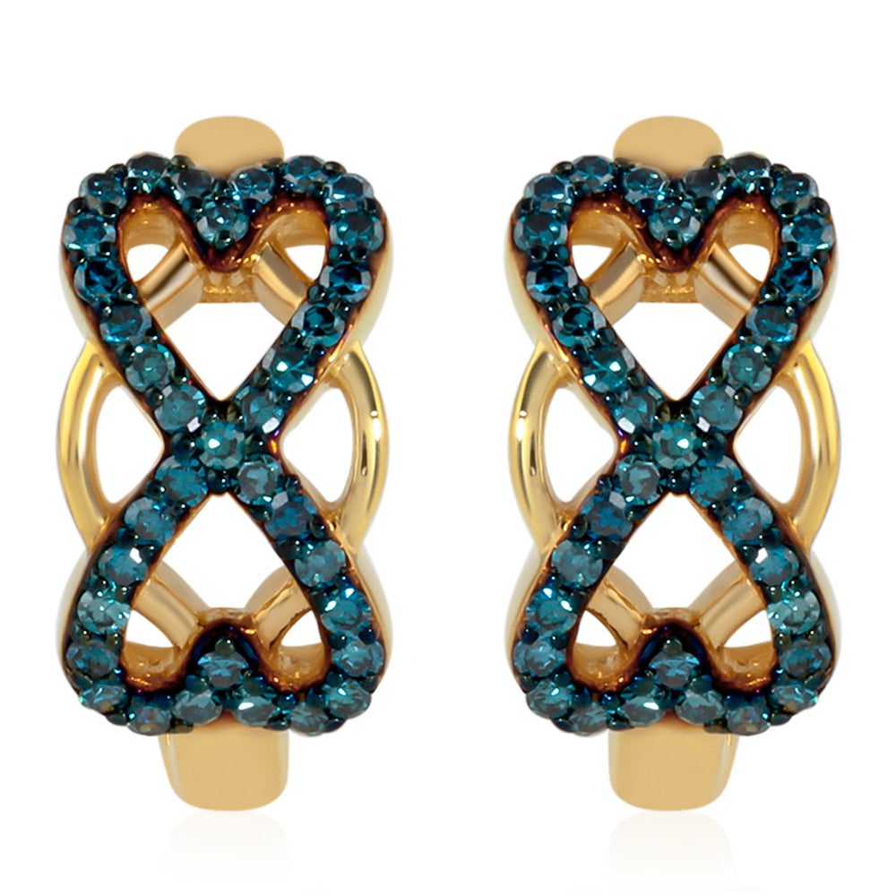 Arannyal Bevont Ezüst Fülbevaló Kék Gyémánttal 1 