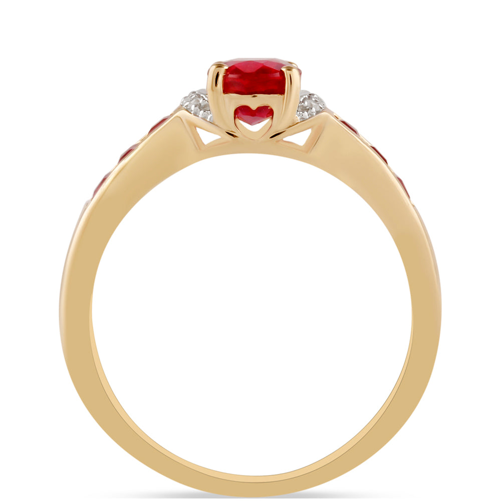 9 Karátos Arany Gyűrű Madagaszkári Rubinnal és Fehér Cirkónnal