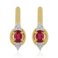 Arannyal Bevont Ezüst Fülbevaló Thai Rubinnal és Fehér Topázzal