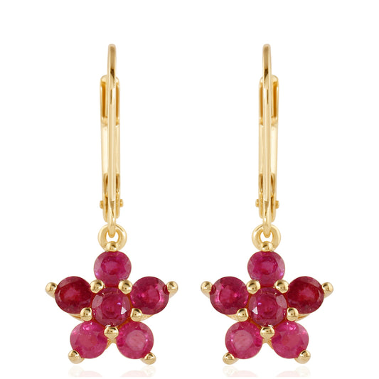 Arannyal Bevont Ezüst Fülbevaló Thai Rubinnal