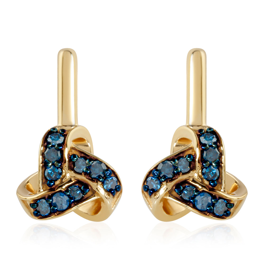 Arannyal Bevont Ezüst Fülbevaló Kék Gyémánttal 1 