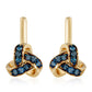 Arannyal Bevont Ezüst Fülbevaló Kék Gyémánttal