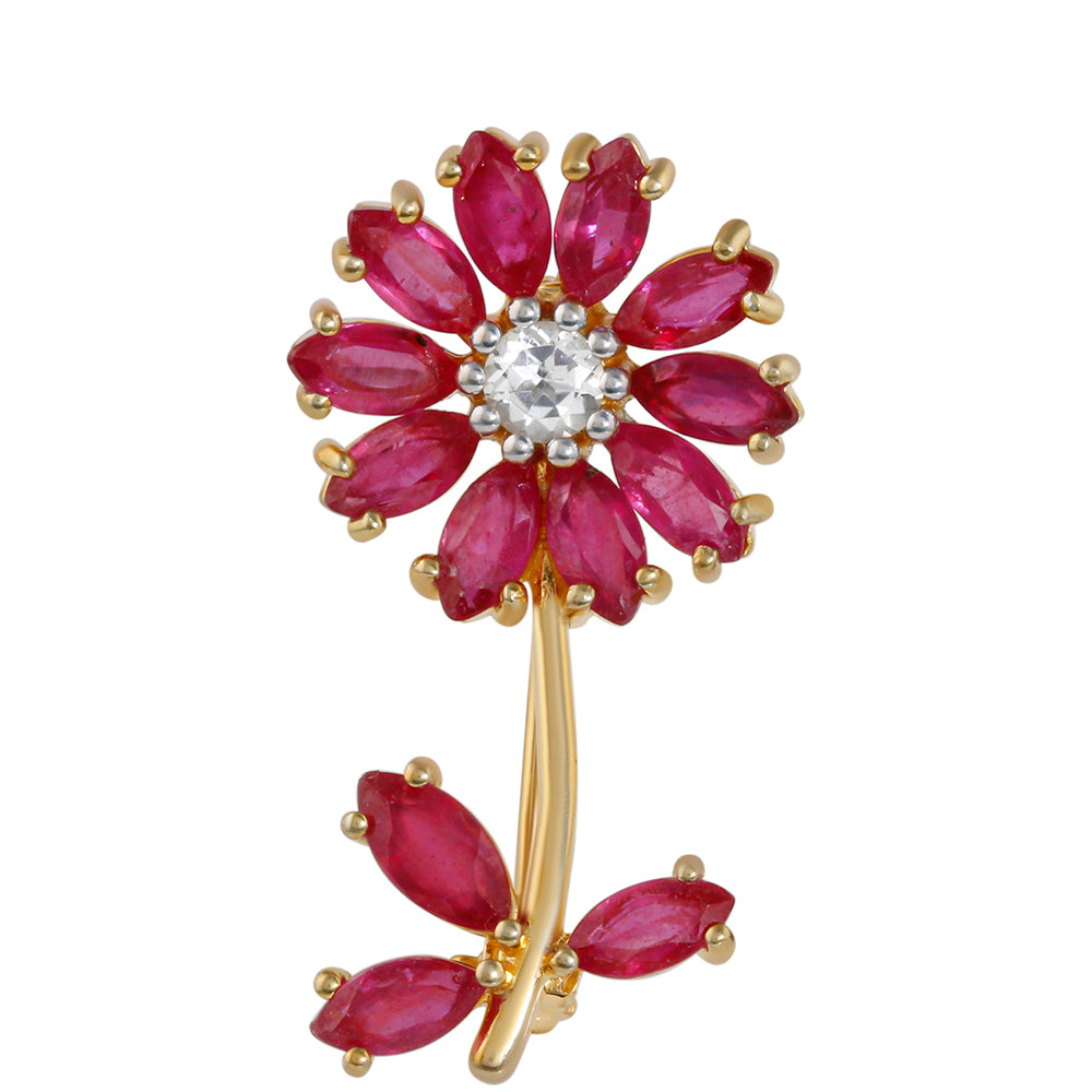 Arannyal Bevont Ezüst Bross Thai Rubinnal és Fehér Topázzal 1 