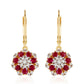 Arannyal Bevont Ezüst Fülbevaló Thai Rubinnal és Fehér Topázzal