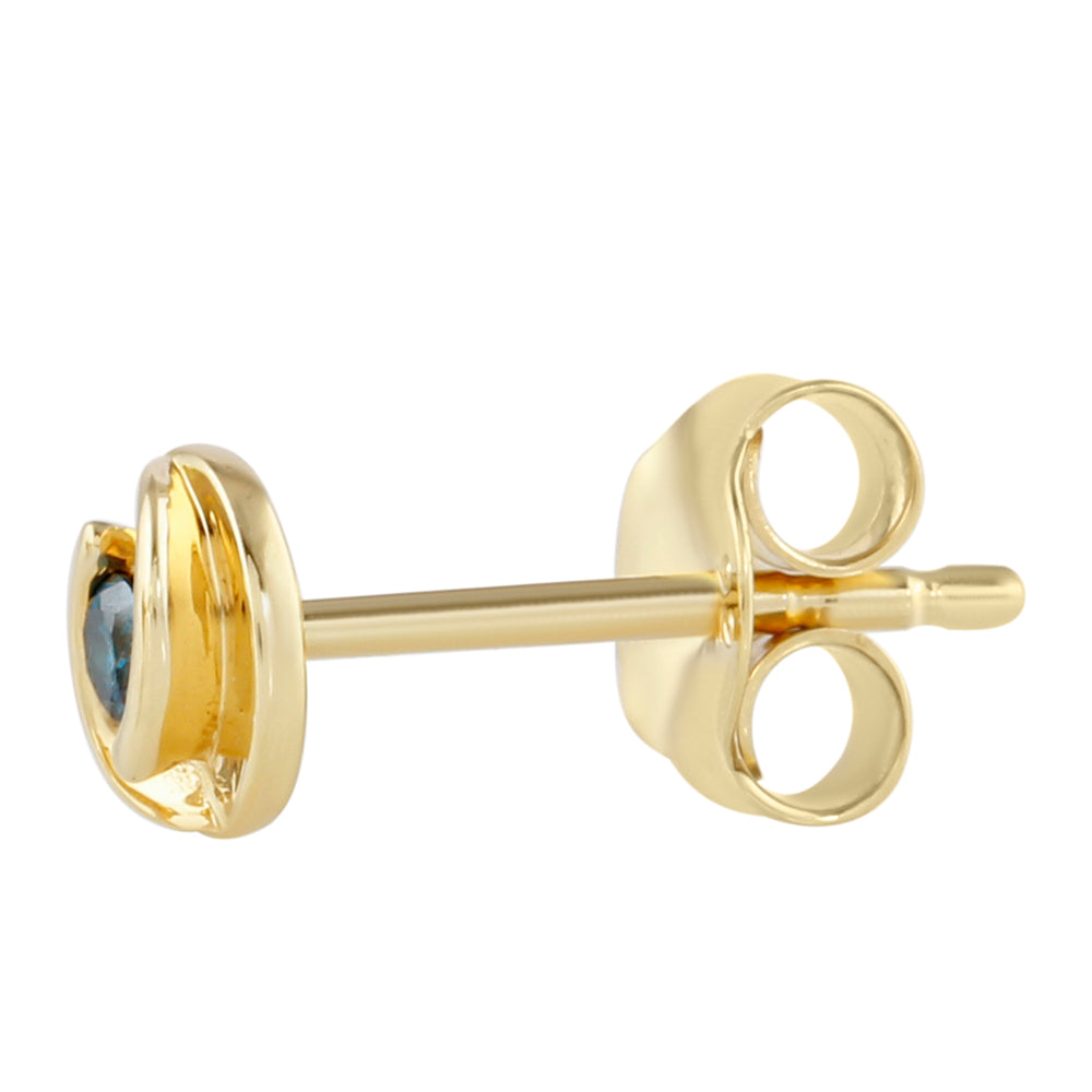 Arannyal Bevont Ezüst Fülbevaló Kék Gyémánttal 2 