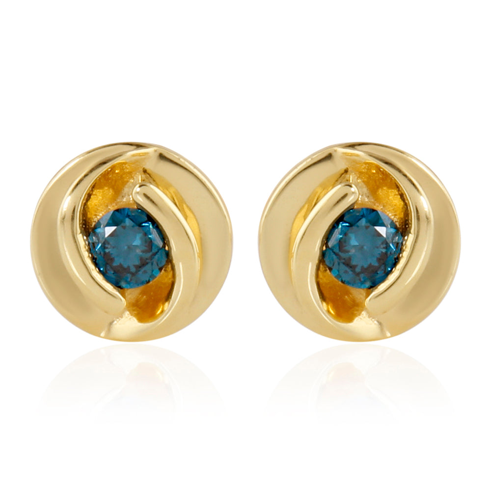 Arannyal Bevont Ezüst Fülbevaló Kék Gyémánttal 1 