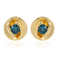 Arannyal Bevont Ezüst Fülbevaló Kék Gyémánttal
