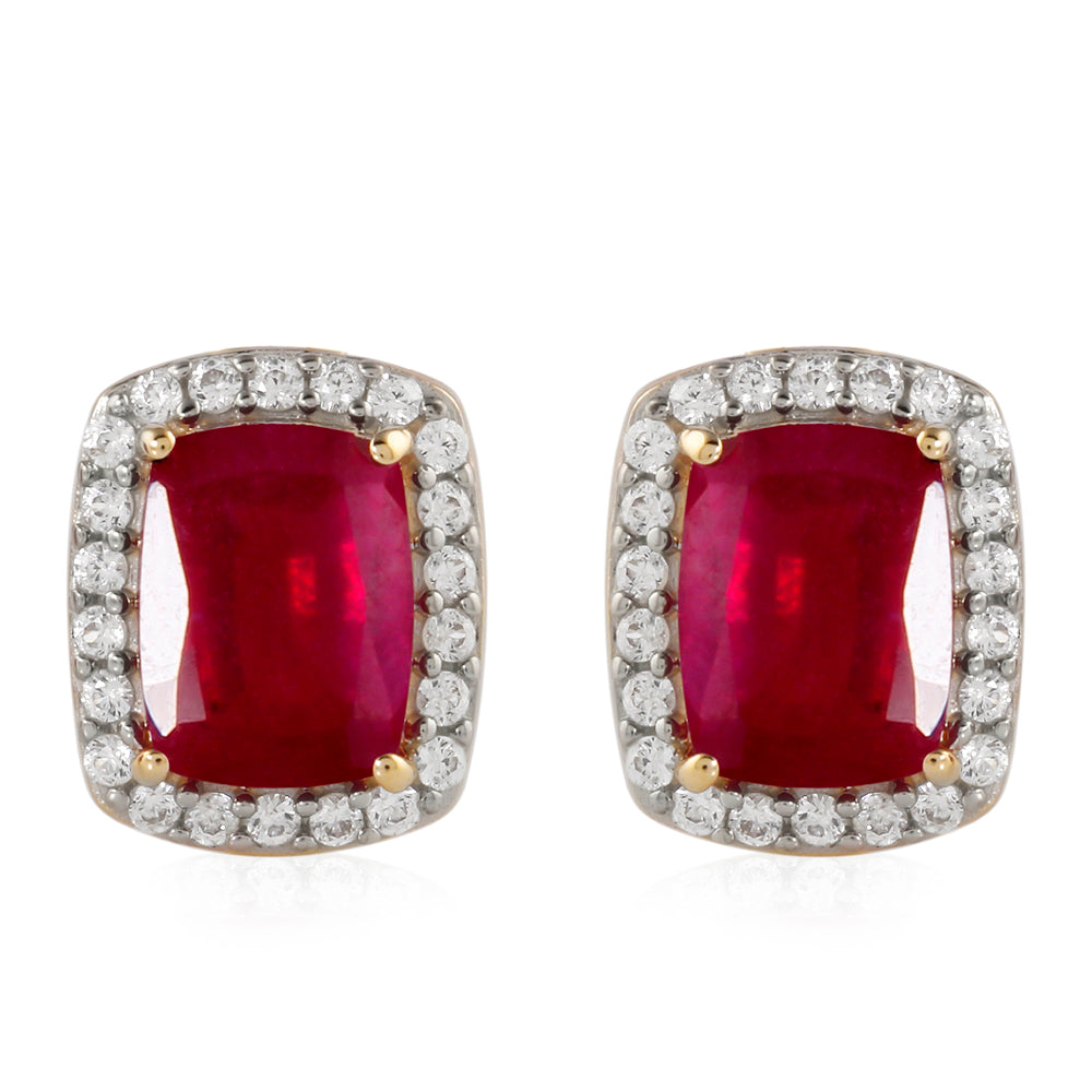 9 Karátos Arany Fülbevaló Madagaszkári Rubinnal és Fehér Cirkónnal 1 