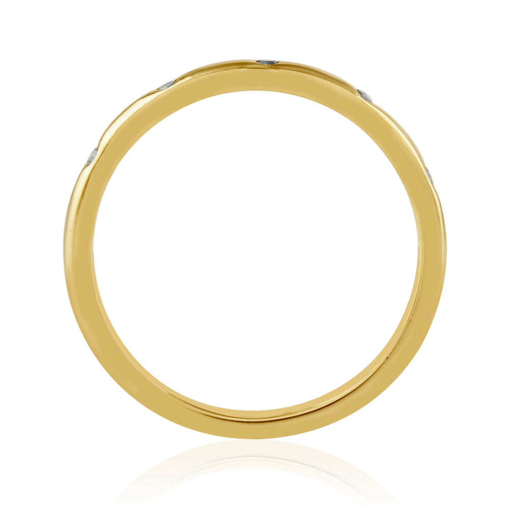 Arannyal Bevont Ezüst Gyűrű Kék Gyémánttal