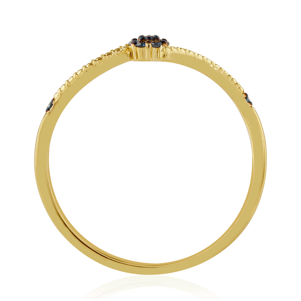 Arannyal Bevont Ezüst Gyűrű Kék Gyémánttal 2 