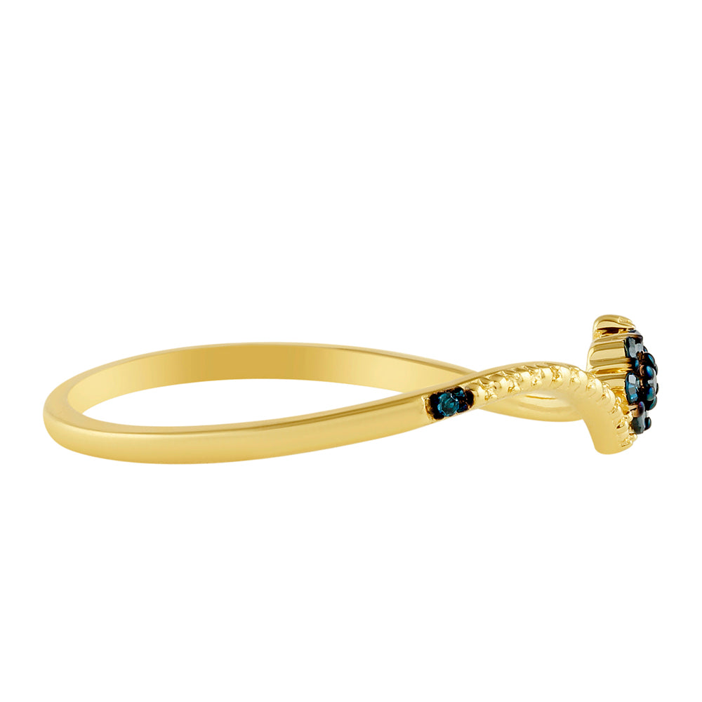 Arannyal Bevont Ezüst Gyűrű Kék Gyémánttal 4 