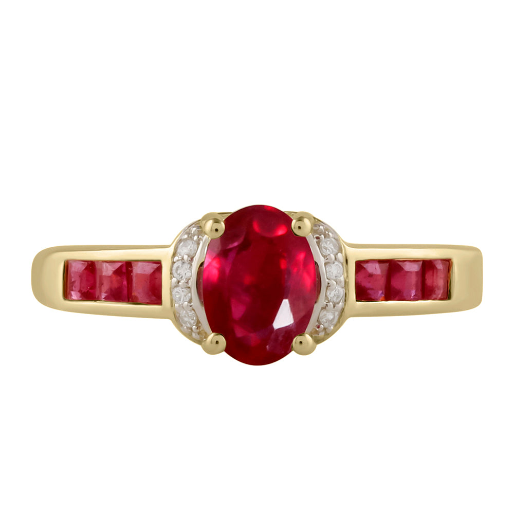 Arannyal Bevont Ezüst Gyűrű Thai Rubinnal és Fehér Topázzal 1 