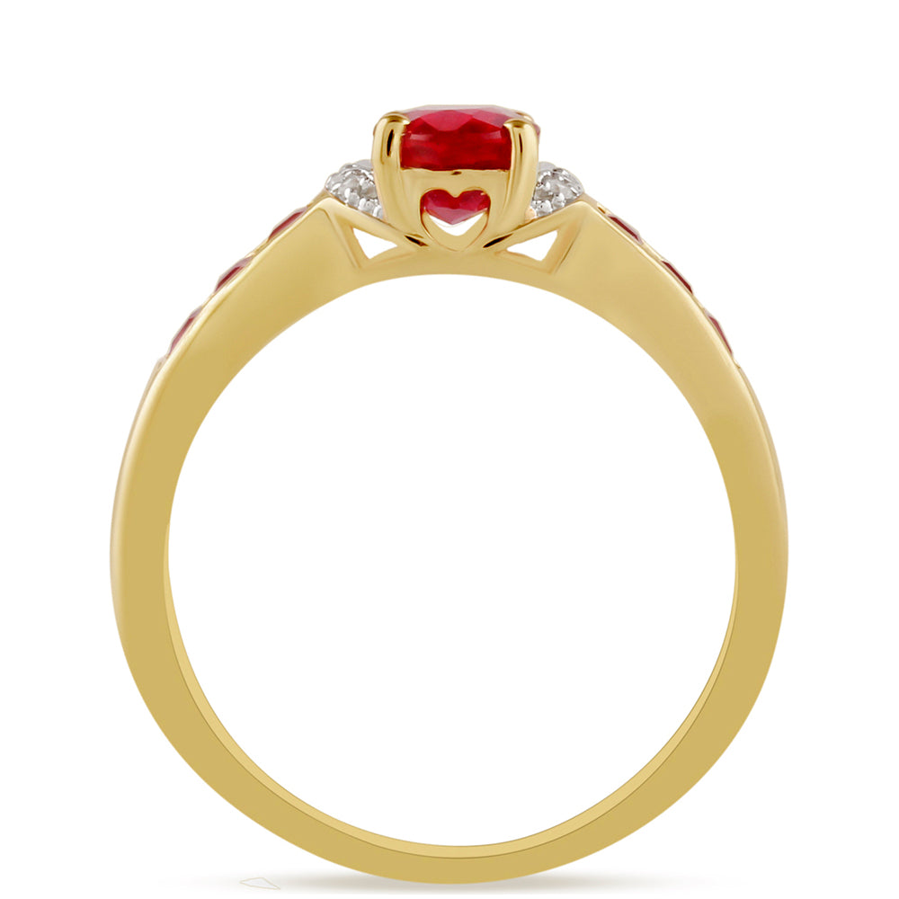 Arannyal Bevont Ezüst Gyűrű Thai Rubinnal és Fehér Topázzal 4 