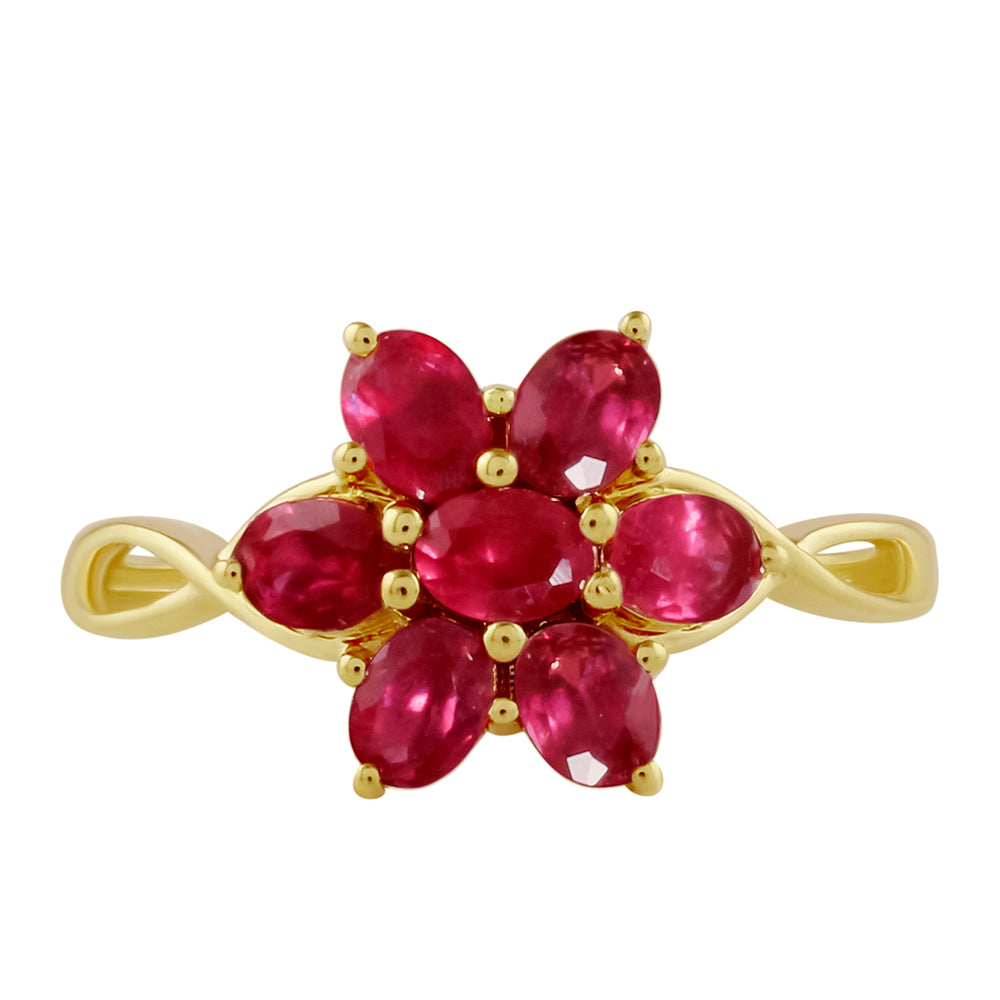 Arannyal Bevont Ezüst Gyűrű Thai Rubinnal 1 