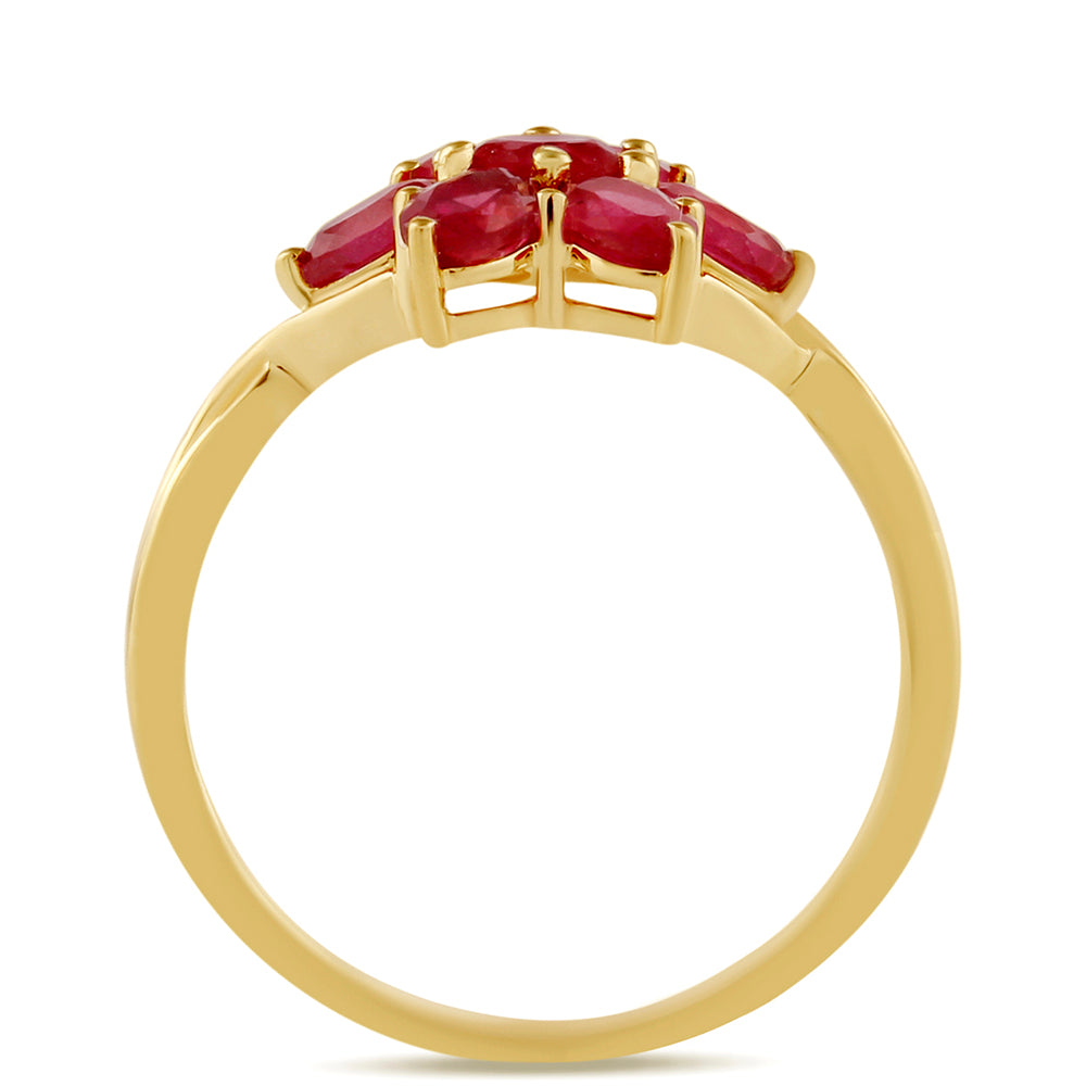 Arannyal Bevont Ezüst Gyűrű Thai Rubinnal 4 