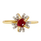 Arannyal Bevont Ezüst Gyűrű Thai Rubinnal és Fehér Topázzal