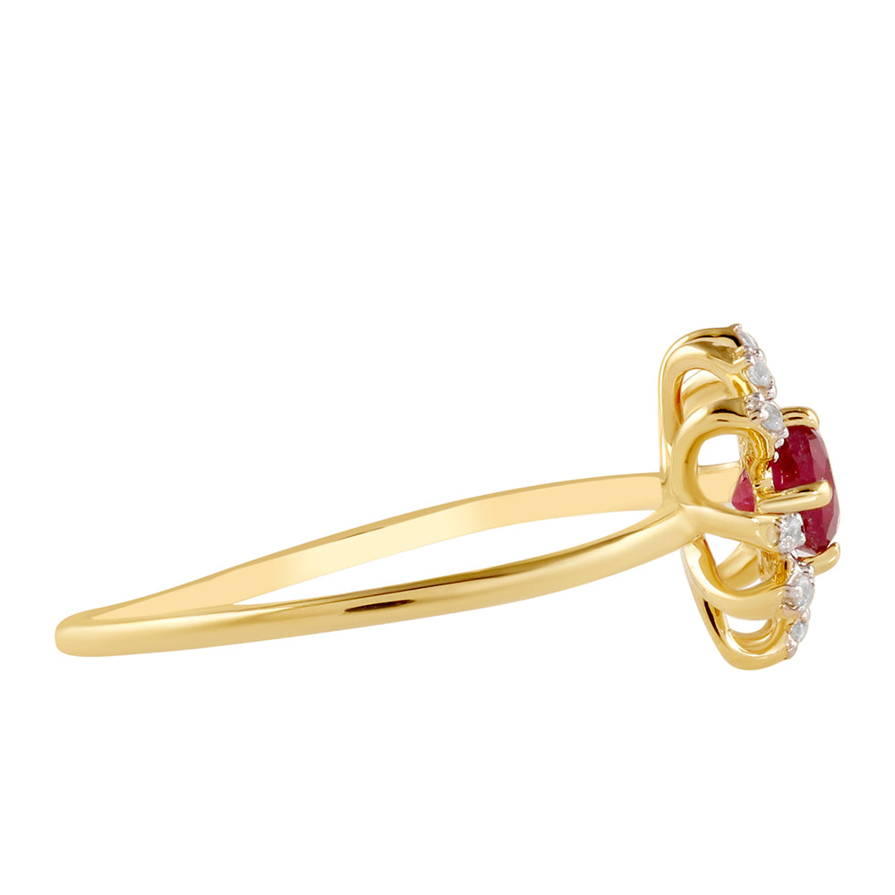 Arannyal Bevont Ezüst Gyűrű Thai Rubinnal és Fehér Topázzal