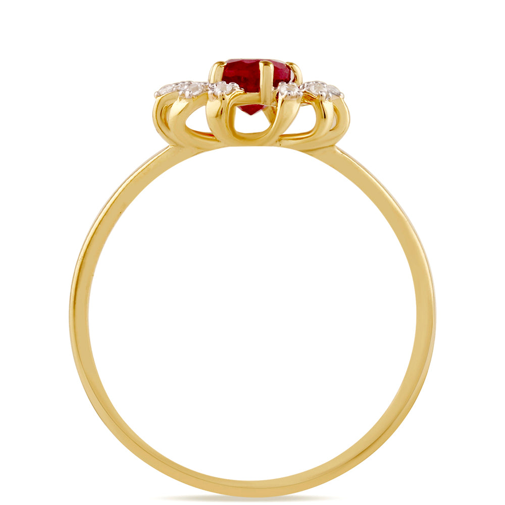 Arannyal Bevont Ezüst Gyűrű Thai Rubinnal és Fehér Topázzal 4 
