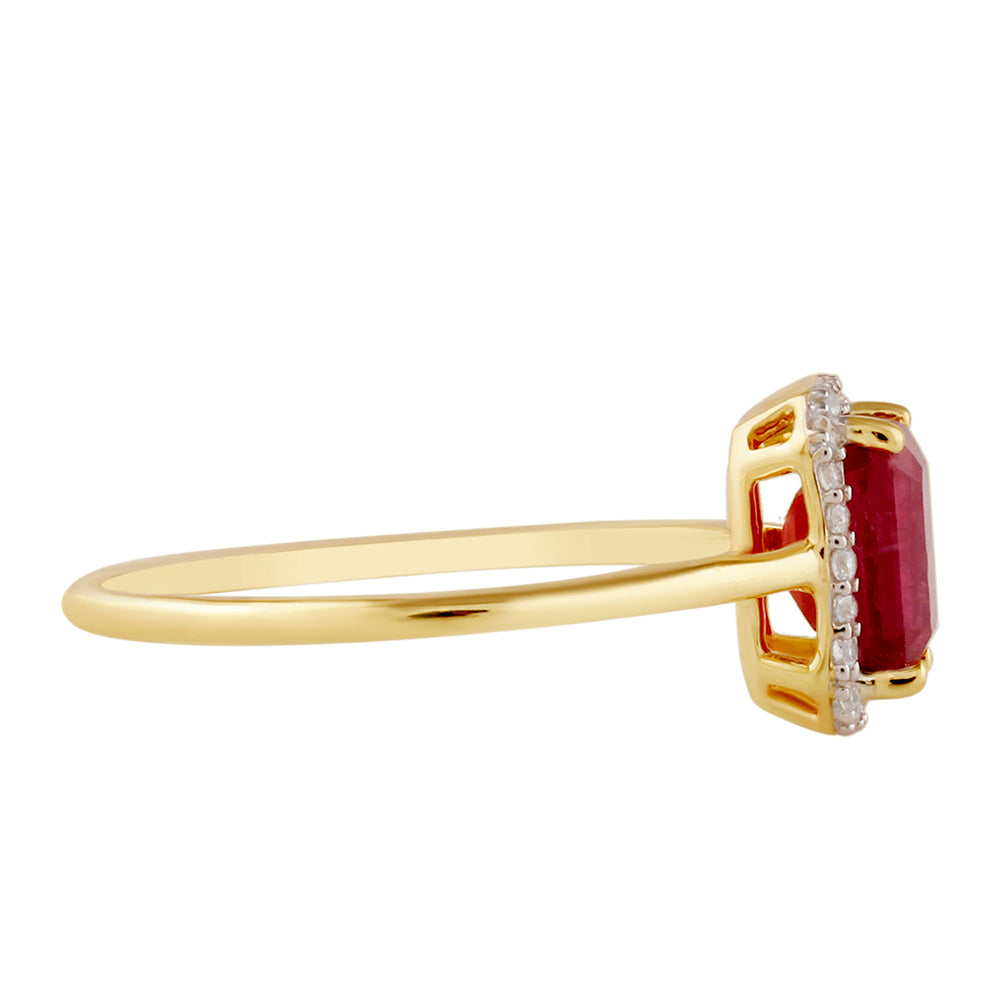 Arannyal Bevont Ezüst Gyűrű Thai Rubinnal és Fehér Topázzal 2 