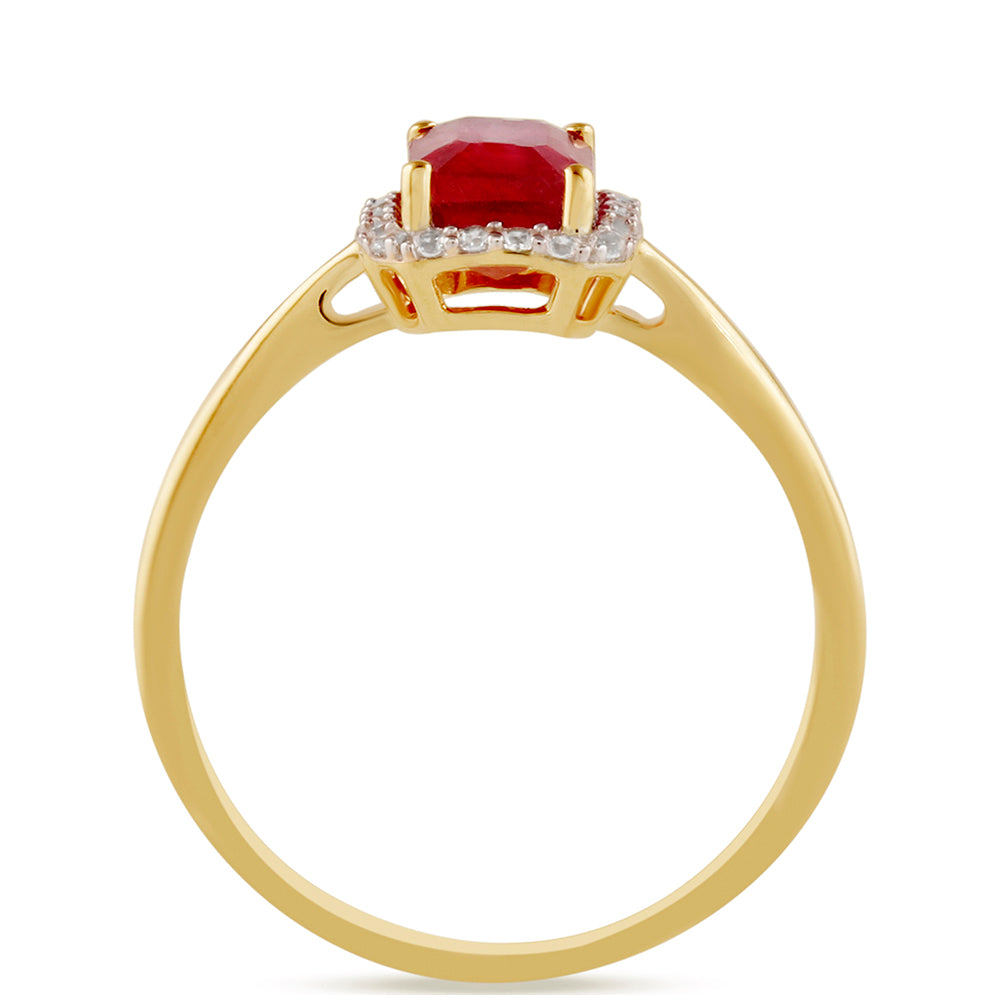 Arannyal Bevont Ezüst Gyűrű Thai Rubinnal és Fehér Topázzal 4 