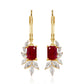 Arannyal Bevont Ezüst Fülbevaló Thai Rubinnal és Fehér Topázzal