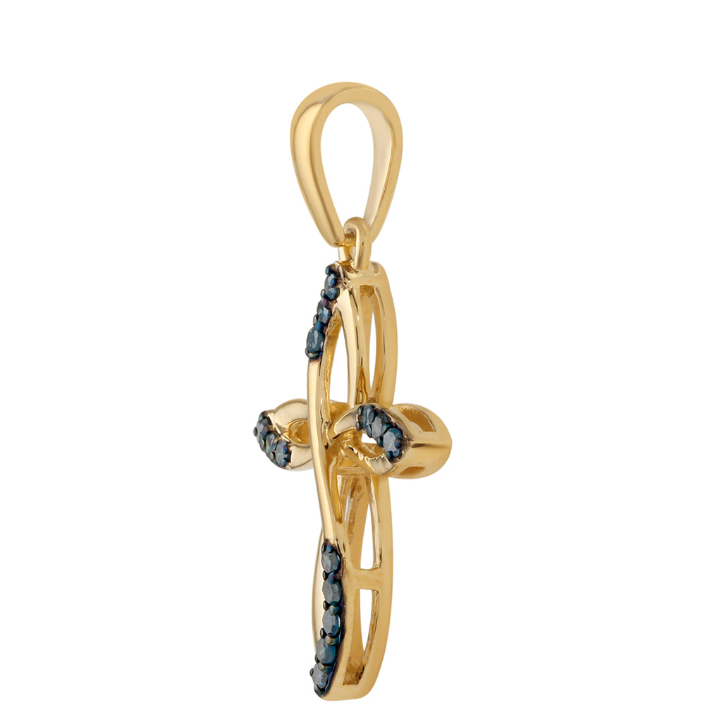 Kereszt Arannyal Bevont Ezüst Medál Kék Gyémánttal 2 