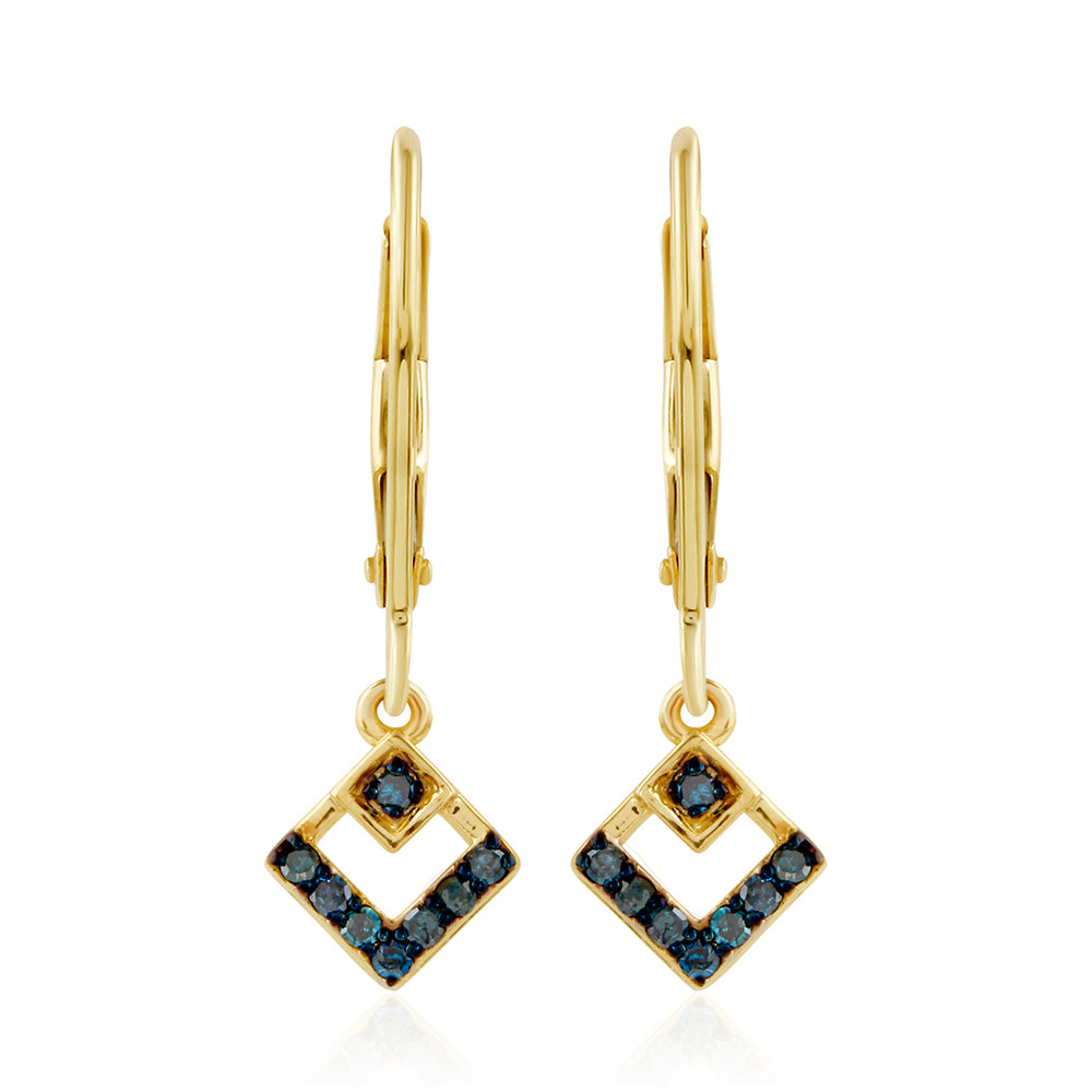 Arannyal Bevont Ezüst Fülbevaló Kék Gyémánttal 1 