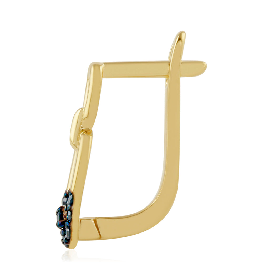 Arannyal Bevont Ezüst Fülbevaló Kék Gyémánttal