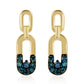 Arannyal Bevont Ezüst Fülbevaló Kék Gyémánttal