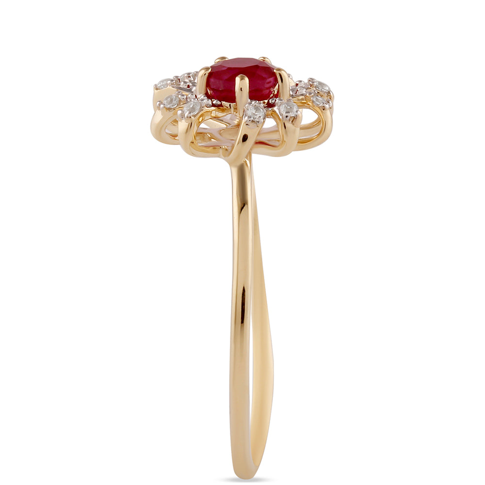 9 Karátos Arany Gyűrű Madagaszkári Rubinnal és Fehér Cirkónnal