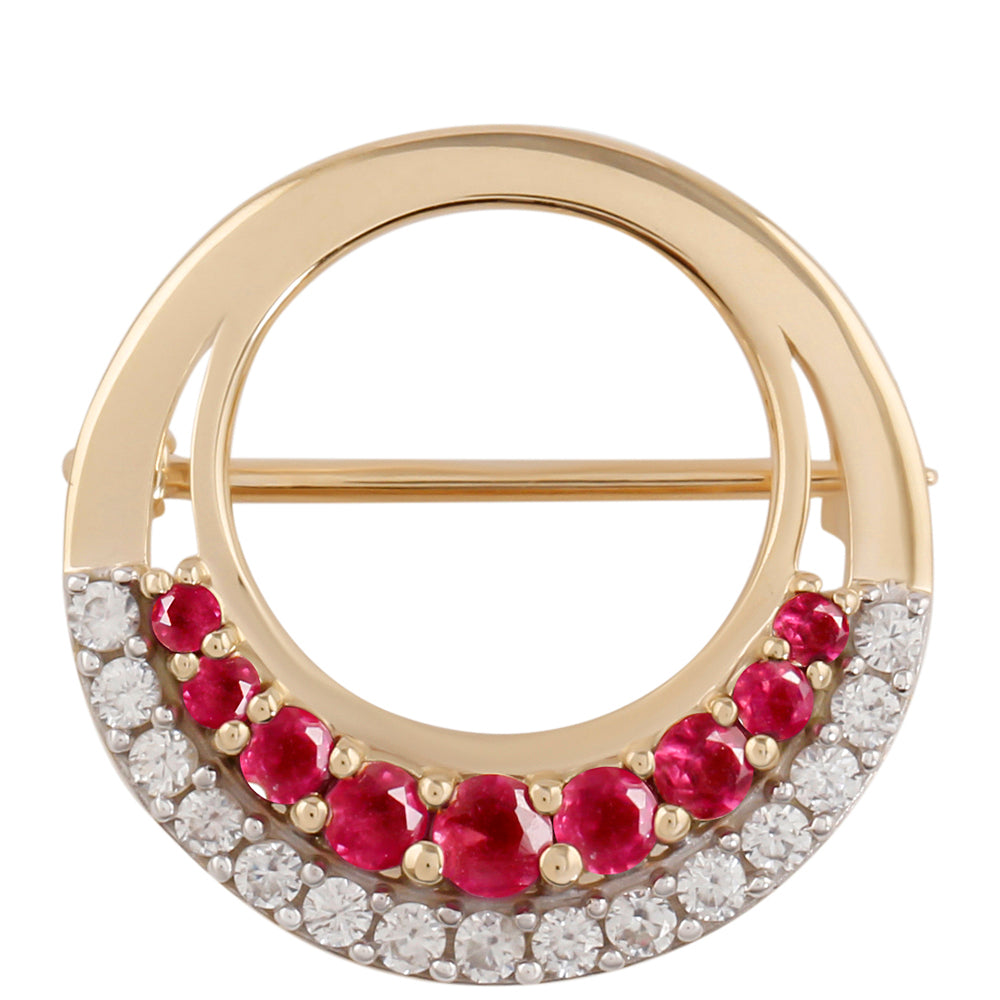 9 Karátos Arany Bross Madagaszkári Rubinnal és Fehér Cirkónnal 1 