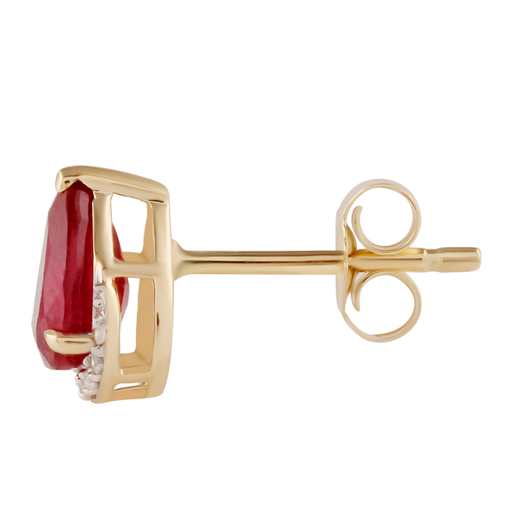 9 Karátos Arany Fülbevaló Madagaszkári Rubinnal és Fehér Cirkónnal 2 