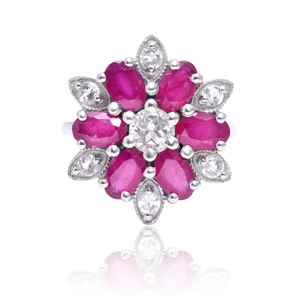 Ezüst Gyűrű Madagaszkári Rubinnal és Fehér Topázzal 1 