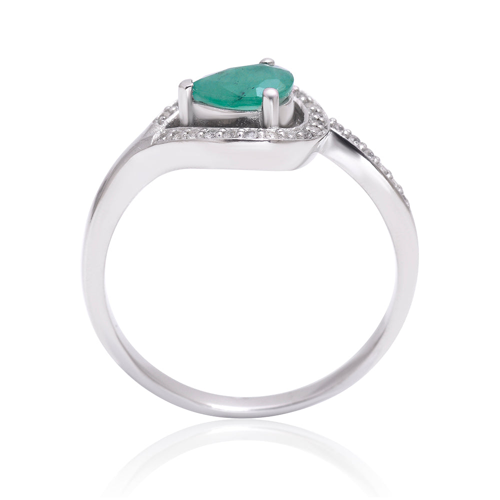Ezüst Gyűrű Brazil Smaragddal és Fehér Topázzal