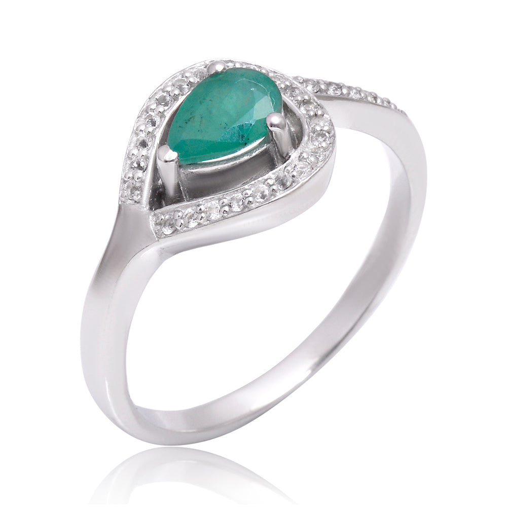 Ezüst Gyűrű Brazil Smaragddal és Fehér Topázzal 2 