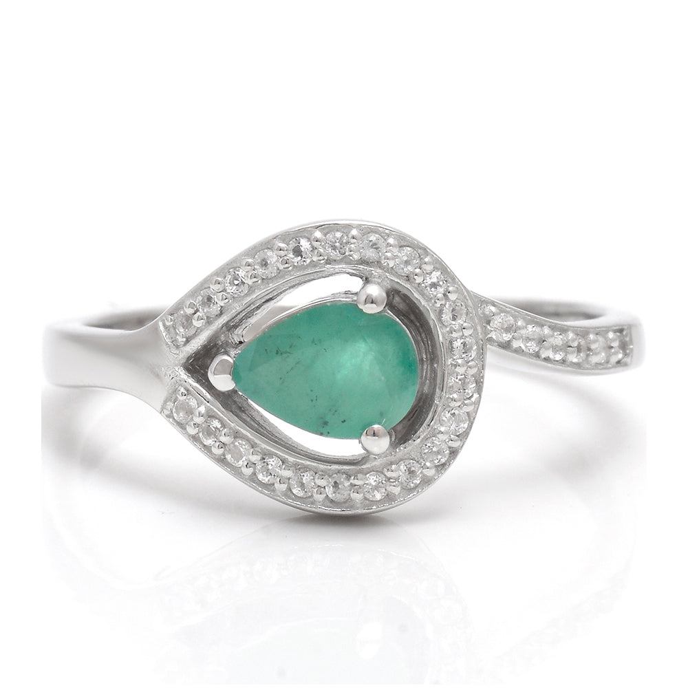 Ezüst Gyűrű Brazil Smaragddal és Fehér Topázzal 1 