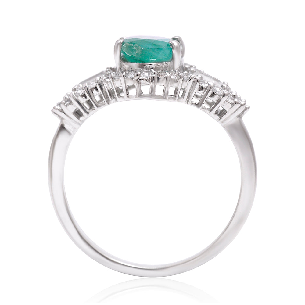 Ezüst Gyűrű Brazil Smaragddal és Fehér Topázzal 2 