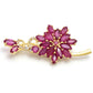 Arannyal Bevont Ezüst Bross Madagaszkári Rubinnal és Fehér Topázzal