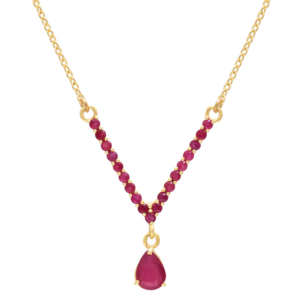 Arannyal Bevont Ezüst Nyaklánc Madagaszkári Rubinnal 1 