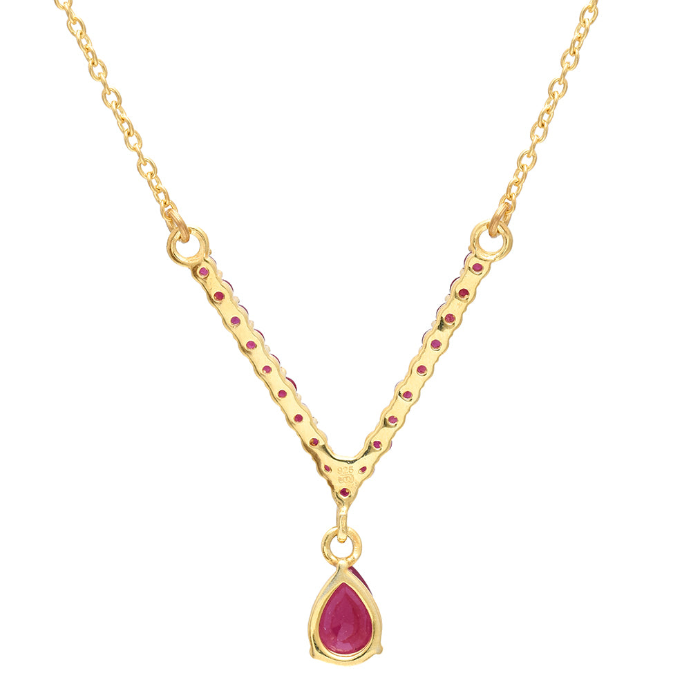 Arannyal Bevont Ezüst Nyaklánc Madagaszkári Rubinnal