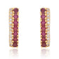 Arannyal Bevont Ezüst Fülbevaló Madagaszkári Rubinnal és Fehér Topázzal