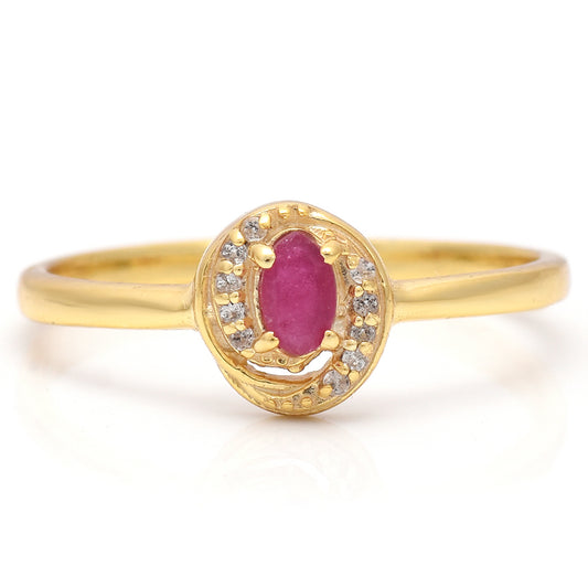 Arannyal Bevont Ezüst Gyűrű Madagaszkári Rubinnal és Fehér Topázzal