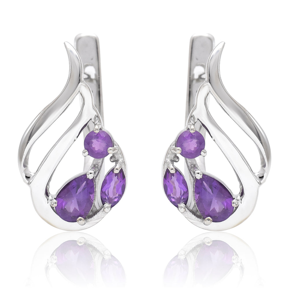 Arannyal Bevont Ezüst Fülbevaló Marokkói Ametiszttel 1 