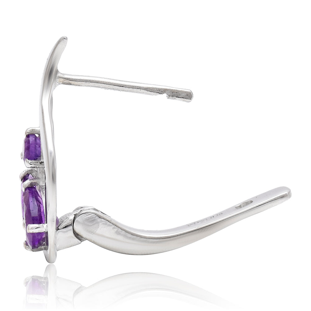 Arannyal Bevont Ezüst Fülbevaló Marokkói Ametiszttel 3 