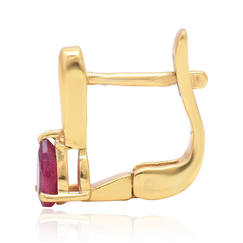 Arannyal Bevont Ezüst Fülbevaló Madagaszkári Rubinnal 2 