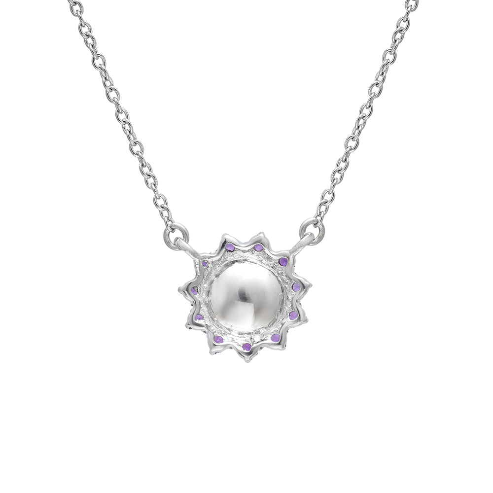 Ezüst Nyaklánc Marokkói Ametiszttel és Fehér Édesvízi Kagylógyönggyel