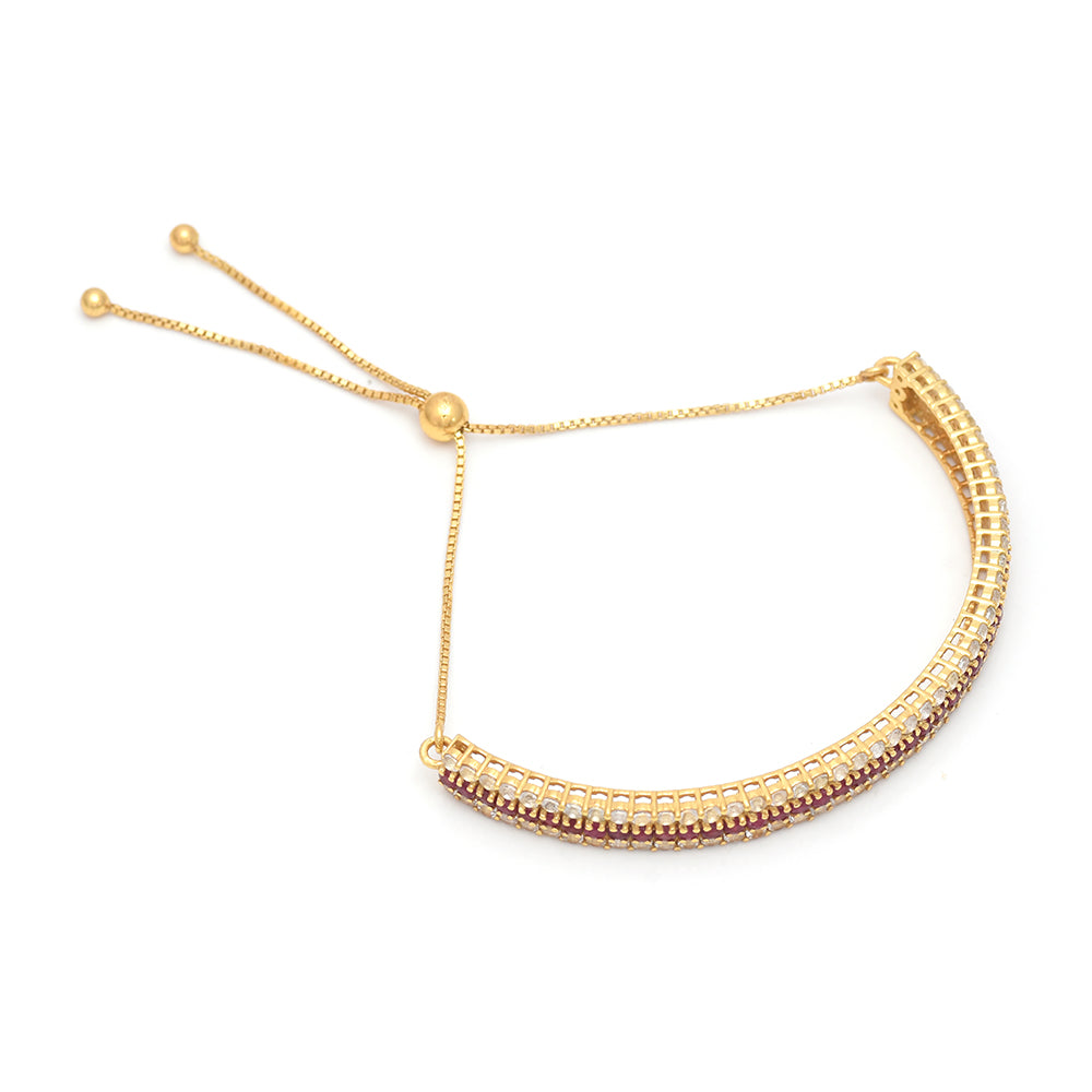 Arannyal Bevont Ezüst Karkötő Madagaszkári Rubinnal és Fehér Topázzal 3 