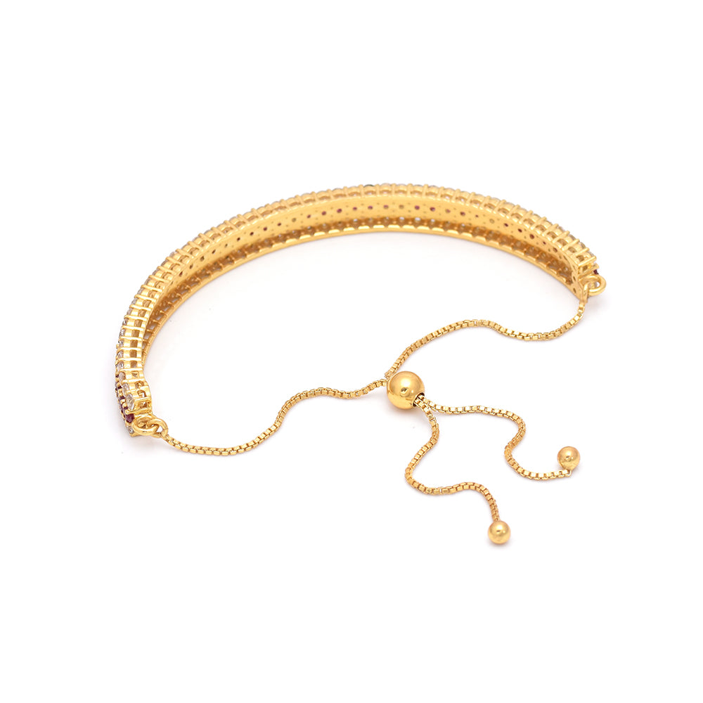 Arannyal Bevont Ezüst Karkötő Madagaszkári Rubinnal és Fehér Topázzal 4 